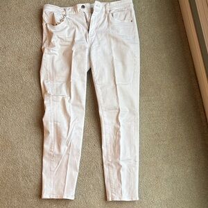 White House Black Market Mid-Rise Straight Leg Jeans in White